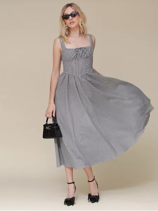 Avec Les Filles Dresses & Skirts - Avec Les Filles Gingham Ruched Midi Dress Sz 8 NWT